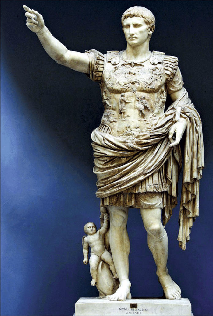 Το διασημότερο ίσως άγαλμα της ρωμαϊκής αυτοκρατορίας, ο Αύγουστος της Prima Porta από λυχνίτη της Πάρου.